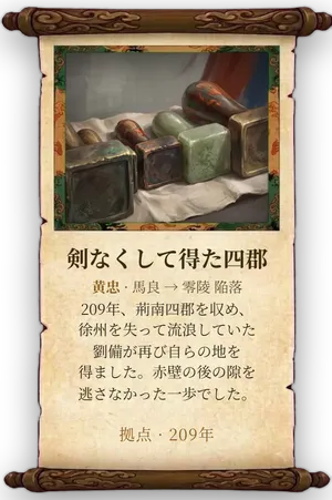 故事「剣なくして得た四郡」カード